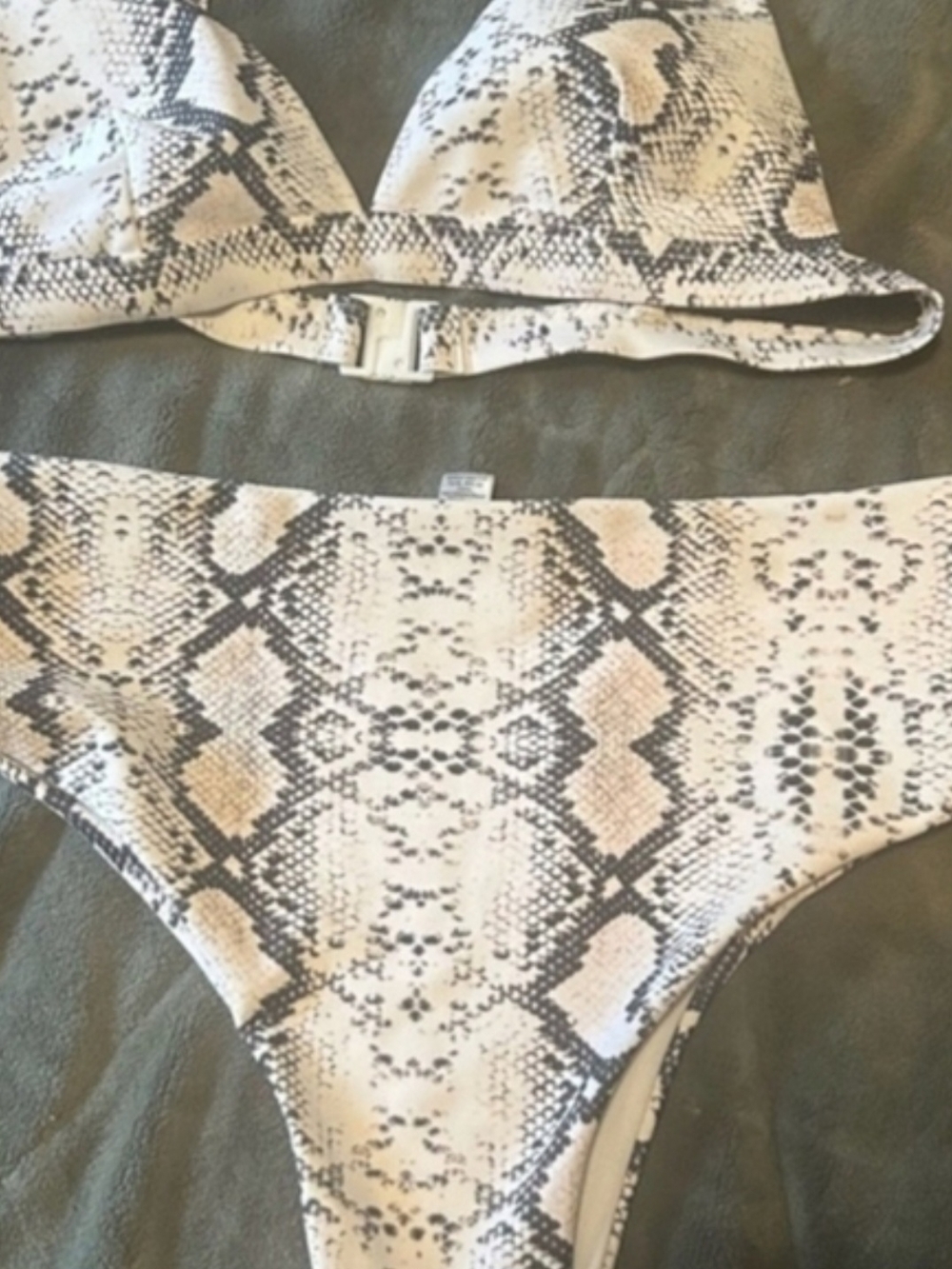 Snakeskin Print Bikini Set - Neutral Tones